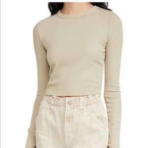 Cotton Citizen long sleeve cropped shirt in cashew